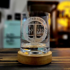 TOASTED Simple Etched Old Fashioned Glass 14 oz.