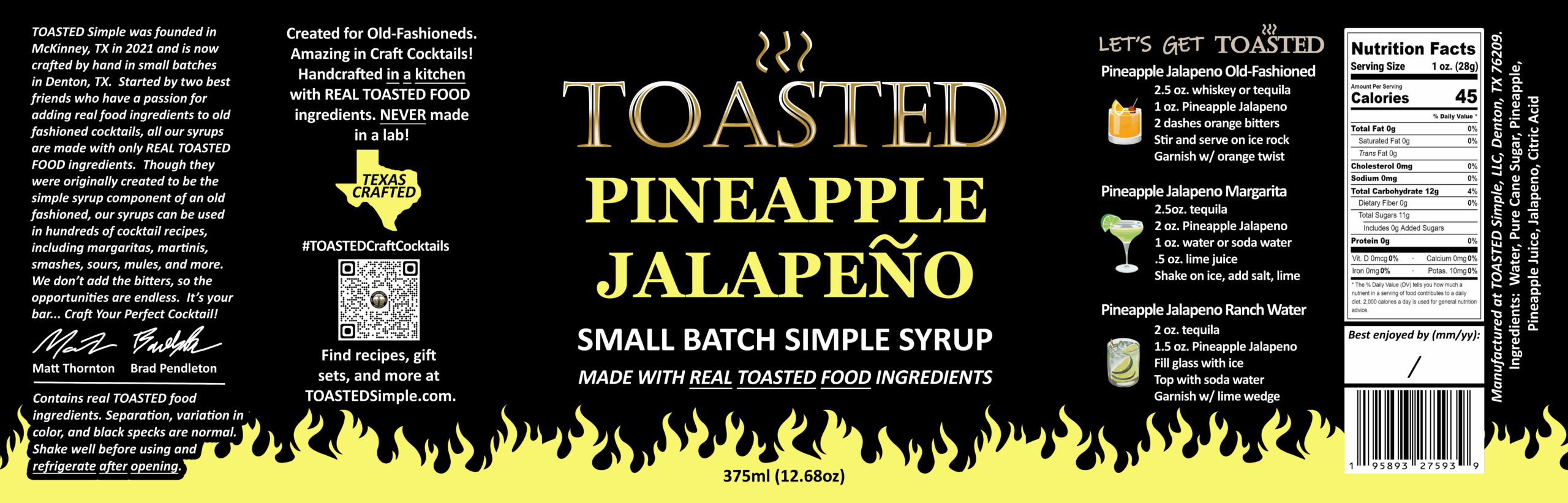 TOASTED Pineapple Jalapeno Simple Syrup 375ml - Small Batch - Image 2